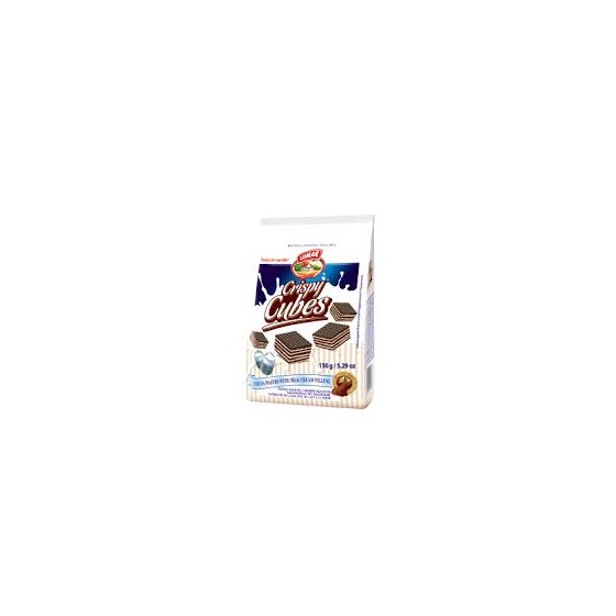 CRISPY CUBES COCOA. WAFERS WITH MILK. CREAM FILLING 150G