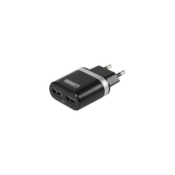 lampa Caricabatteria da rete con 2 porte Usb - 2400 mA - 100/230V