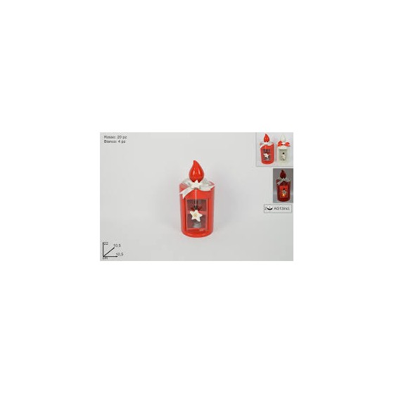 LANTERNA CANDELA CERAMICA CON FIOCCO