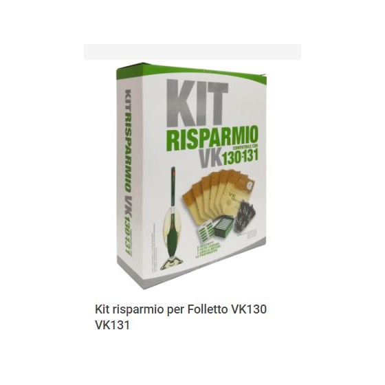 6 SACCHETTI 2 FLITRO  VK 130 VK 131 CARB.1 HEPA + PROFUMI FOLLETTO