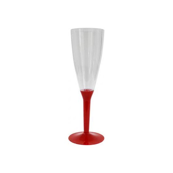 Calice Flute Rosso 25 Cl in Plastica 6 Pz