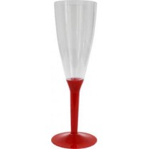 Calice Flute Rosso 25 Cl in Plastica 6 Pz