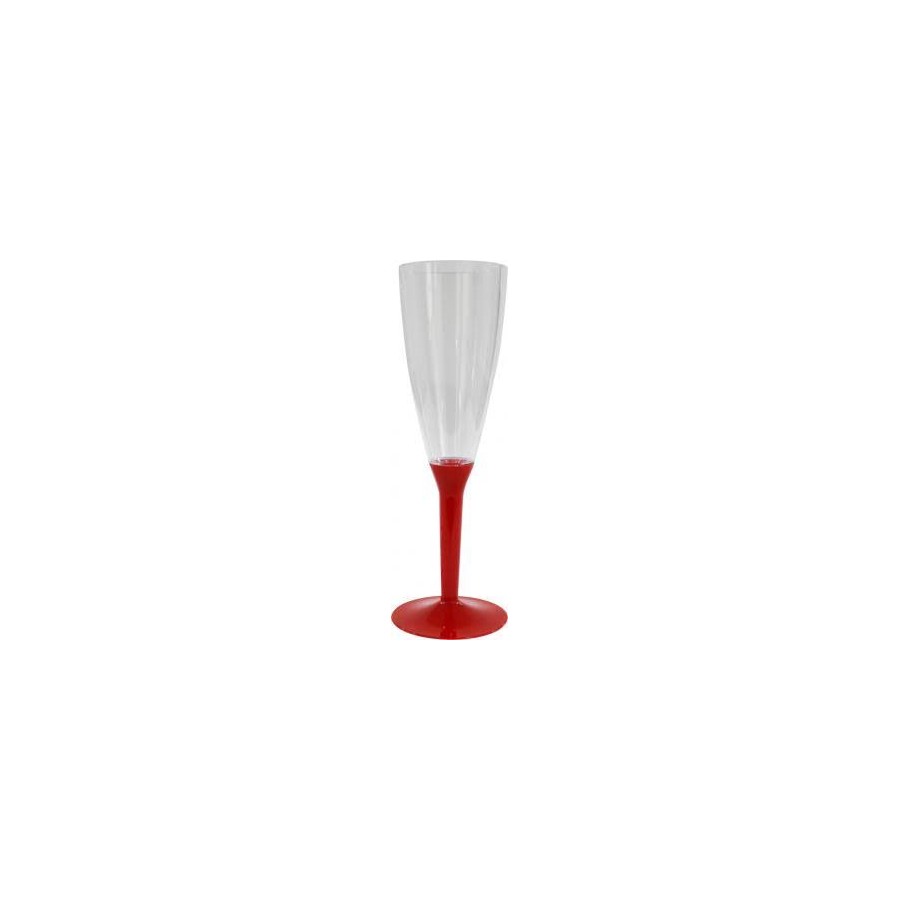 Calice Flute Rosso 25 Cl in Plastica 6 Pz